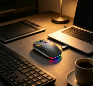 Retro-futuristic metal casing Wireless RGB Gaming Mouse - Image 3