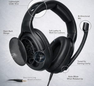 Gaming Headset – Open-Back Over-Ear Design with Noise-Cancelling Mic, Velour Earpads - Image 3