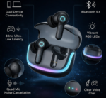 Wireless Earbuds with RGB LED Light